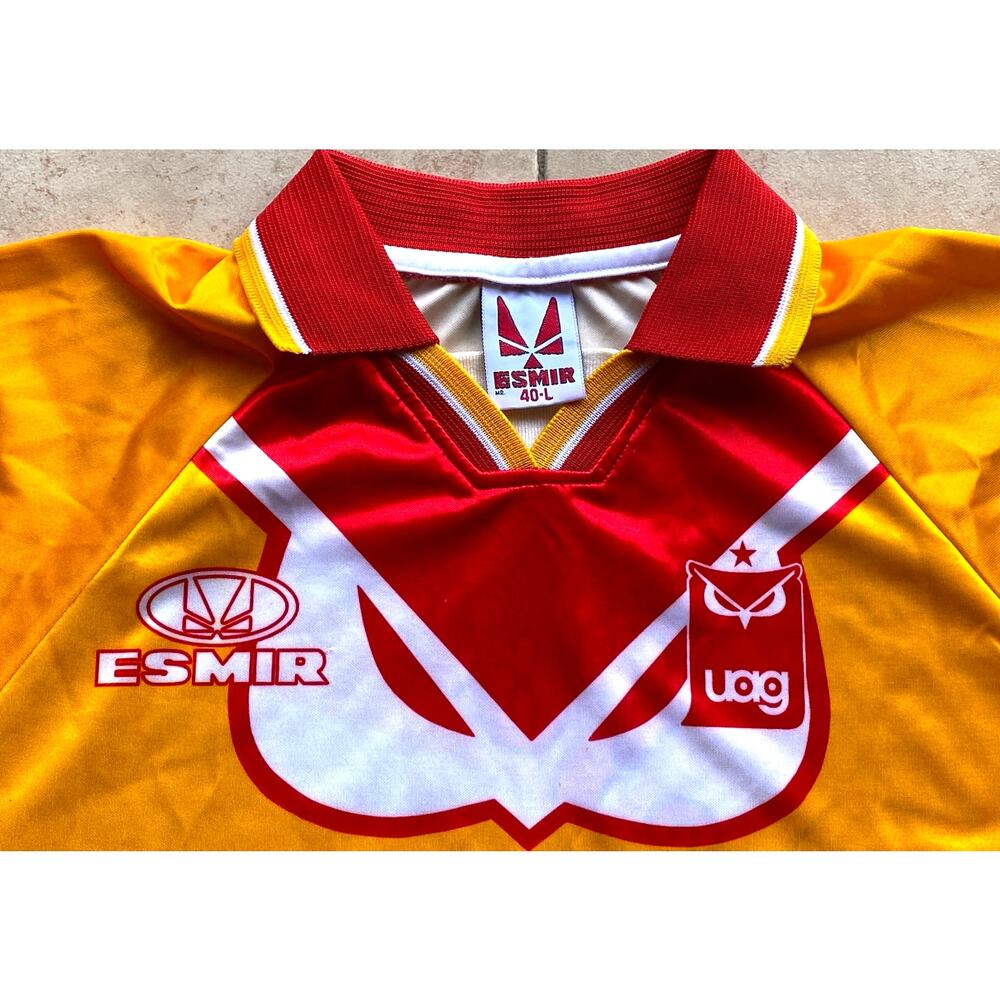 Tecos UAG Guadalajara Mexico 1998-1999 ESMIR jersey 40 L gold red away FMF vtg